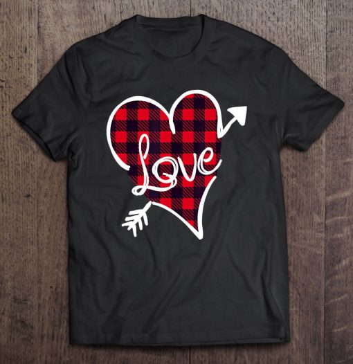 Love Buffalo Plaid Heart Valentine t shirt Ad