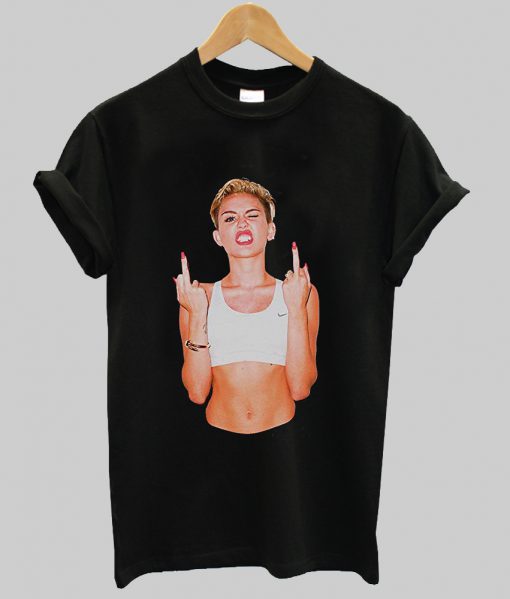 Miley Cyrus Finger up t shirt Ad