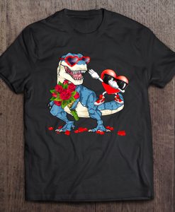 T-Rex Dinosaur Valentine Dabbing Heart t shirt Ad