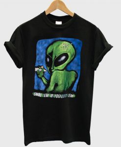 90s Distressed Smoking Alien Grunge t shirt FR05