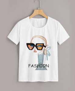 Figure & Letter Print t shirt FR05