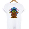Star Wars Baby Yoda and Disney Baby Stitch Hugging t shirt FR05