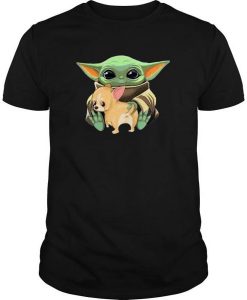 Baby Yoda Hug Corgi Cartoon t shirt FR05