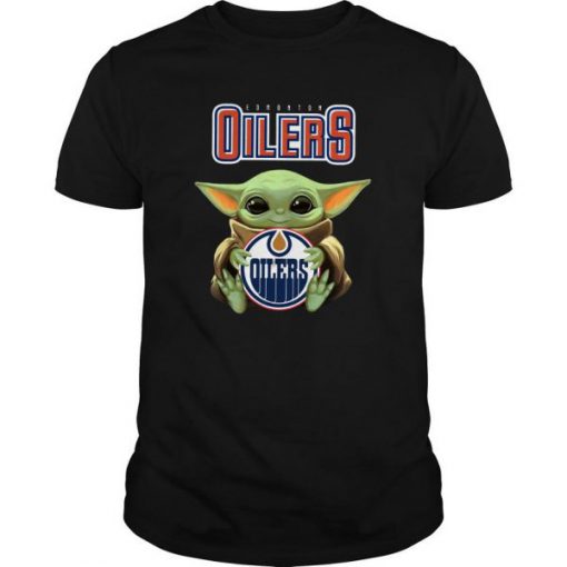 Baby Yoda Hug Edmonton Oilers t shirt FR05