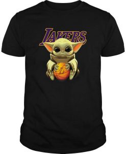 Baby Yoda Hug Los Angeles Lakers t shirt FR05
