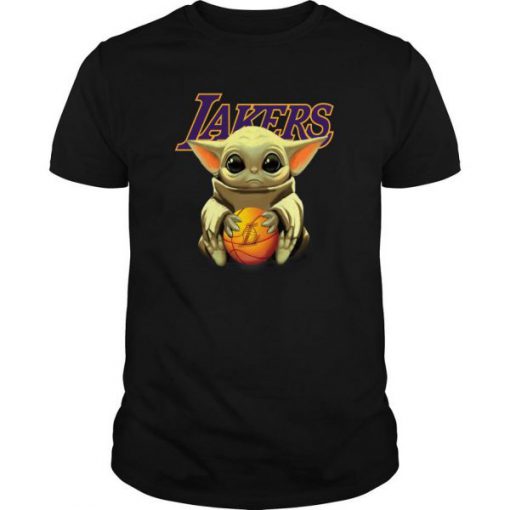 Baby Yoda Hug Los Angeles Lakers t shirt FR05