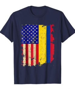 Colombian Half American Flag Hearts Colombia USA t shirt FR05
