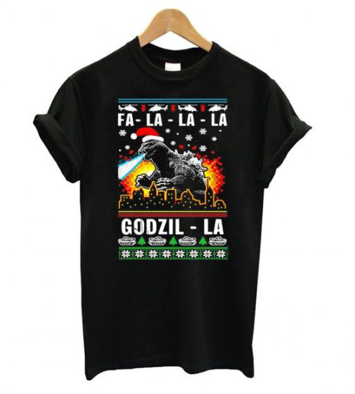 Fa La La La Godzilla ugly Christmas t shirt FR05