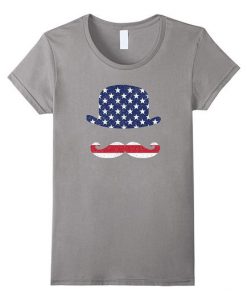 Hat Moustache USA Flag Tshirt Funny Unicorn 4th July Shirt FR05