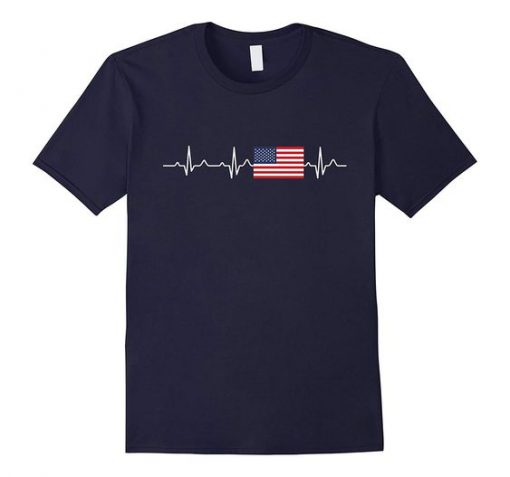 Heartbeat USA Flag t shirt FR05