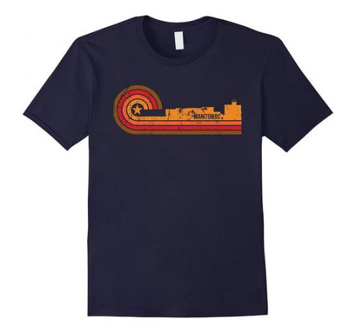 Retro Manitowoc Wisconsin Skyline t shirt FR05