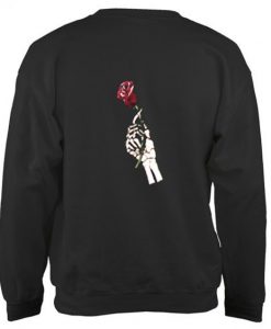 Skeleton Hand Holding a Rose Printed Sweatshirt FR05