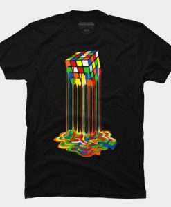 Rainbow Abstraction melted rubix cube t shirt FR05