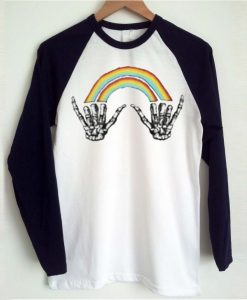 Louis Tomlinson rainbow skeleton hand Raglan t shirt FR05