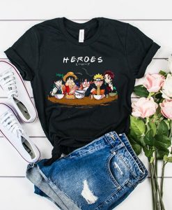 Mashup Heroes Characters Anime Eat Together t shirt FR05