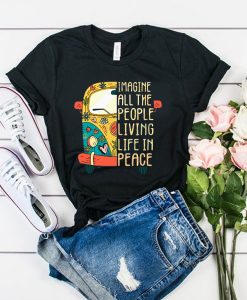 Hippie car Imagine all the people living life in peace t shirt FR05
