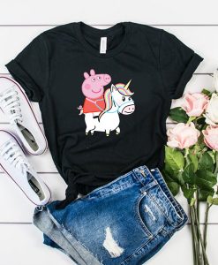 Peppa Pig Riding a Unicorn t shirt