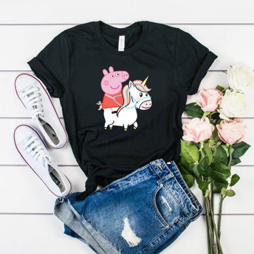 Peppa Pig Riding a Unicorn t shirt