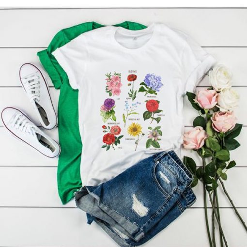 Blooms Botanical Flower Floral Chart t shirt FR05