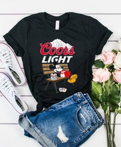 Mickey mouse drinking Coors Light t shirt FR05