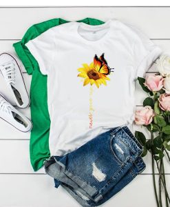 Never Give Up Sunflower Butterfly tshirt FR05