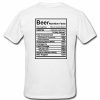 Beer Nutrition Facts t shirt back FR05