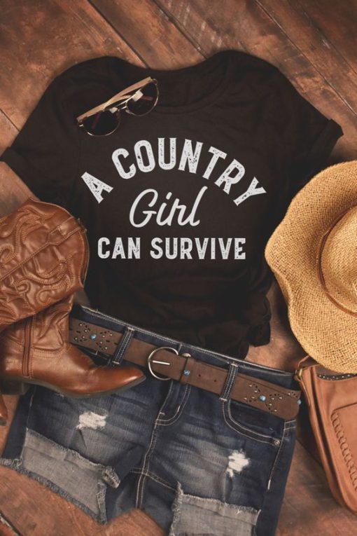 a country girl can survive t shirt FR05