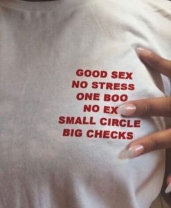 Good Sex No Stress One Boo No Ex Small Circle Big Checks t shirt FR05