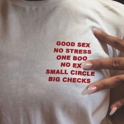 Good Sex No Stress One Boo No Ex Small Circle Big Checks t shirt FR05