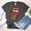 Red Lips Leopard Print Tongue t shirt FR05