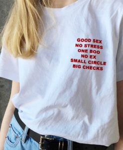 Good Sex No Stress One Boo No Ex Small Circle Big Checks Pocket Print t shirt FR05