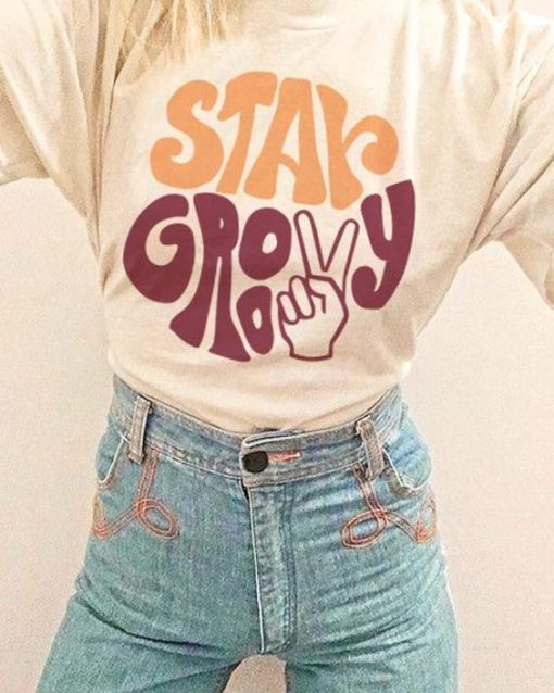 Stay Groovy 70s Inspired Retro Disco Hippie t shirt FR05
