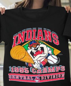 Vintage 90's Taz Cleveland Indians 1995 Champs MLB t shirt FR05