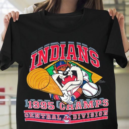 Vintage 90's Taz Cleveland Indians 1995 Champs MLB t shirt FR05