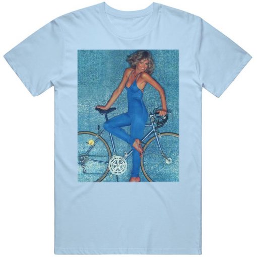 Farrah Fawcett American Actress Fashion Model Cool Bike t shirt