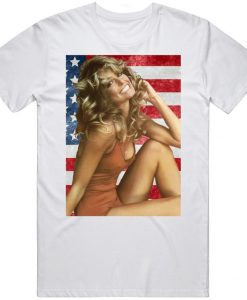 Farrah Fawcett American Actress Fashion Model Usa Flag t shirt