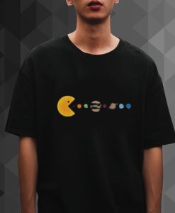 Pac Man Sun Eating Other Planets t shirt