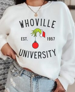Grinch sweatshirt, Whoville University Sweatshirt, Christmas Sweatshirt