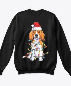 Beagle Christmas Santa Hat Lights Dog sweatshirt