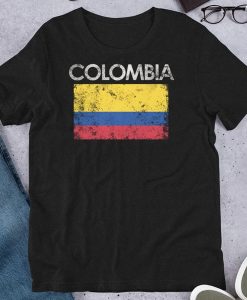 Vintage Colombia Colombian Flag Pride Gift t shirt