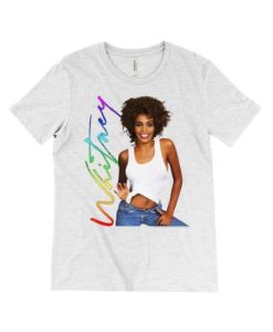 Whitney Houston 1987 Album Photo Rainbow Signature t shirt
