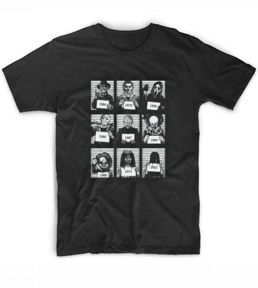 Horror Movie Villains Mugshots t shirt FR05