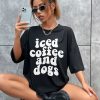 iced coffee and dogs graphic t shirt