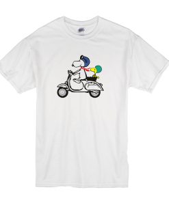 Snoopy and Woodstock on a Vespa t shirt