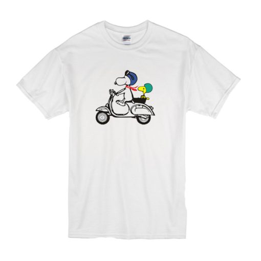 Snoopy and Woodstock on a Vespa t shirt