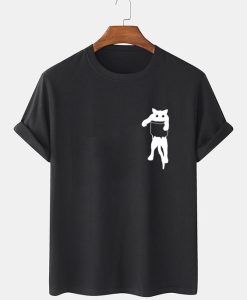 Cartoon Cat Chest Print t shirt