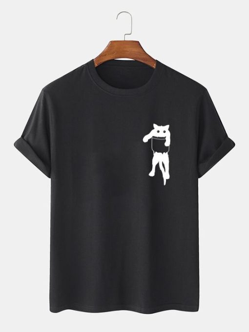 Cartoon Cat Chest Print t shirt