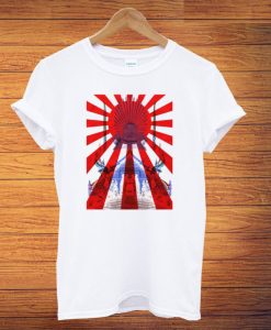 Japan Samurai Spirit Rising Sun Flag Blue Sea T shirts thd