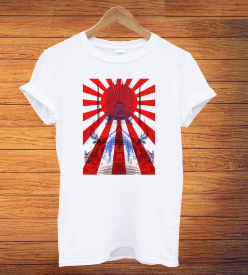 Japan Samurai Spirit Rising Sun Flag Blue Sea T shirts thd
