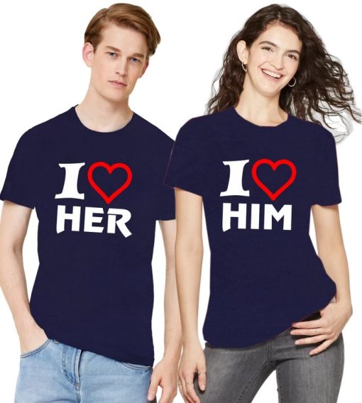 i love her i love him T-Shirt Couple thd